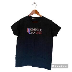 Mitt Romney Conservative Black T-Shirt 2012 Presidential Run Paul Ryan Women's M